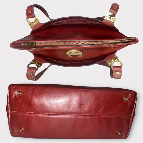 VTG Etienne Aigner Oxblood Red Leather Shoulder Bag & Belt Set 70s-80s Germany - Picture 6 of 13